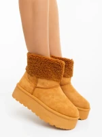 Cizme dama camel din material textil Deraza