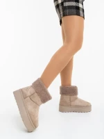 Cizme dama bej din material textil Deraza
