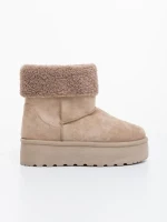 Cizme dama bej din material textil Deraza