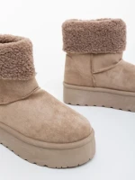 Cizme dama bej din material textil Deraza