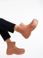 Cizme dama bej inchis din cauciuc Apolena