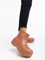 Cizme dama bej inchis din cauciuc Apolena