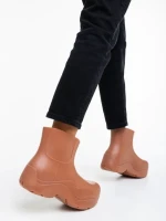 Cizme dama bej inchis din cauciuc Apolena