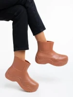 Cizme dama bej inchis din cauciuc Apolena