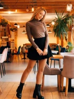 Botine dama cu toc negre din piele ecologica Wilfreda