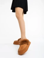 Papuci dama camel din material textil Lyzbeth