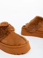 Papuci dama camel din material textil Lyzbeth