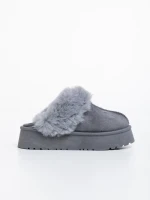 Papuci dama gri din material textil Lyzbeth