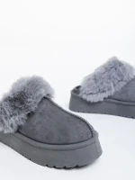 Papuci dama gri din material textil Lyzbeth