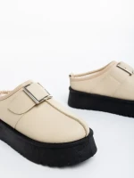 Papuci dama bej din piele ecologica Aulii