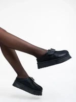 Papuci dama negri din piele ecologica Aulii