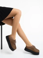 Papuci dama khaki din piele ecologica Aulii