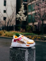 Pantofi sport dama portocalii din piele ecologica si material textil Reena