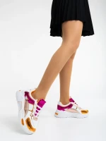 Pantofi sport dama portocalii din piele ecologica si material textil Reena