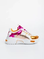 Pantofi sport dama portocalii din piele ecologica si material textil Reena