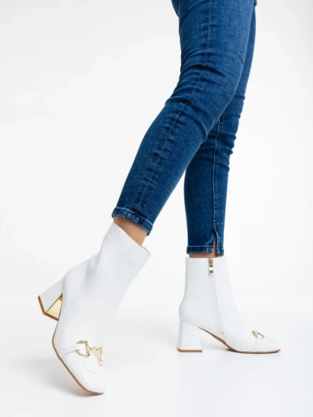 Cizme dama albe din piele ecologica Aliah