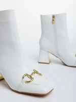 Cizme dama albe din piele ecologica Aliah