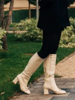 Cizme dama bej deschis din piele ecologica Karlee