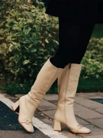 Cizme dama bej deschis din piele ecologica Karlee