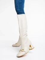 Cizme dama bej deschis din piele ecologica Karlee