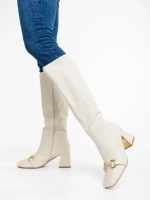 Cizme dama bej deschis din piele ecologica Karlee