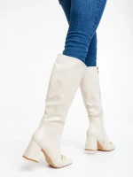 Cizme dama bej deschis din piele ecologica Karlee