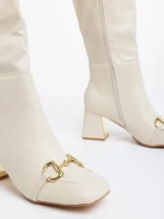 Cizme dama bej deschis din piele ecologica Karlee