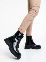 Ghete dama negre din piele ecologica lacuita Mahina