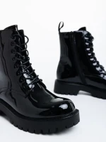 Ghete dama negre din piele ecologica lacuita Mahina