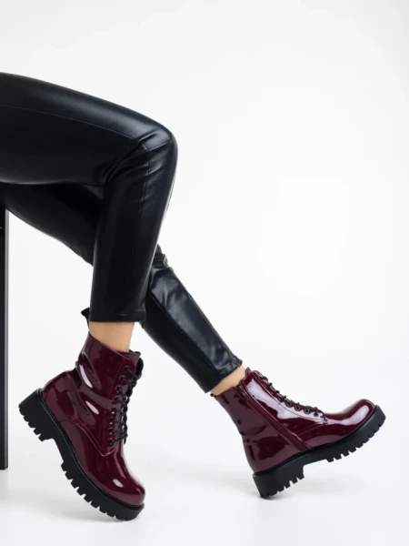 Ghete dama grena din piele ecologica lacuita Mahina