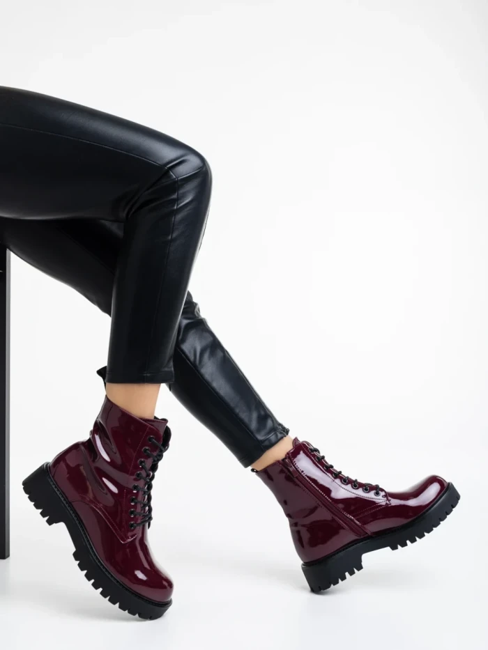 Ghete dama grena din piele ecologica lacuita Mahina