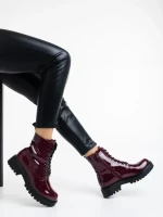 Ghete dama grena din piele ecologica lacuita Mahina