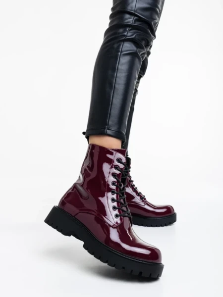 Ghete dama grena din piele ecologica lacuita Mahina