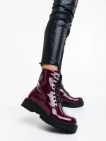 Ghete dama grena din piele ecologica lacuita Mahina