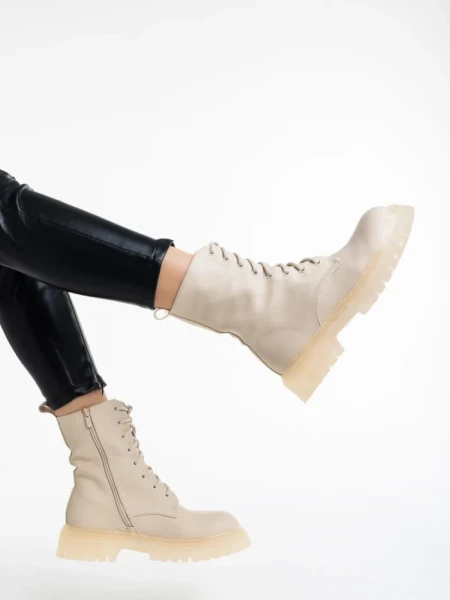 Ghete dama bej din piele ecologica Maryse