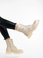 Ghete dama bej din piele ecologica Maryse