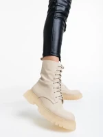 Ghete dama bej din piele ecologica Maryse