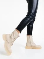 Ghete dama bej din piele ecologica Maryse