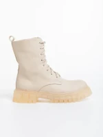 Ghete dama bej din piele ecologica Maryse