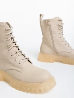 Ghete dama bej din piele ecologica Maryse