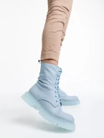 Ghete dama albastre din piele ecologica Maryse