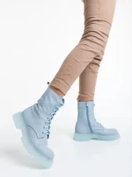 Ghete dama albastre din piele ecologica Maryse