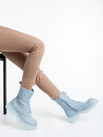 Ghete dama albastre din piele ecologica Maryse