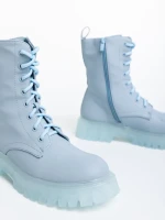 Ghete dama albastre din piele ecologica Maryse