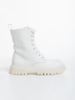 Ghete dama albe din piele ecologica Maryse