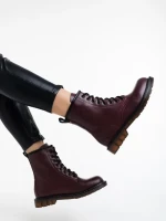 Ghete dama grena din piele ecologica lacuita Tierra