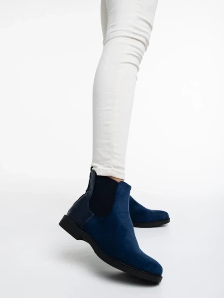 Botine dama albastre din material textil Dominika