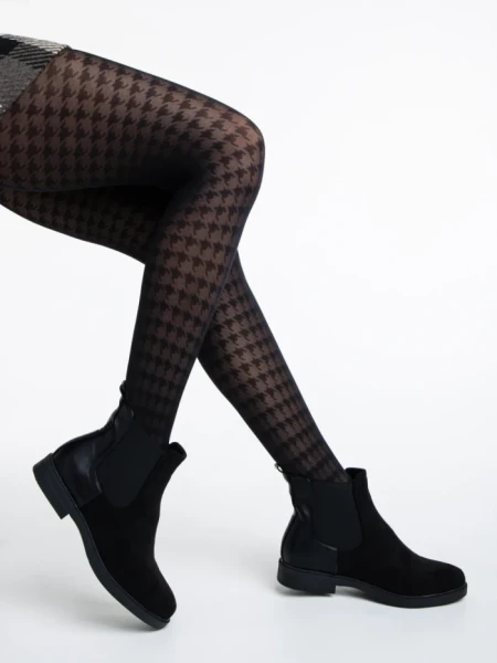 Botine dama negre din material textil Dominika