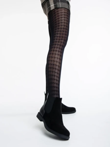 Botine dama negre din material textil Dominika