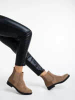 Botine dama bej din material textil Dominika